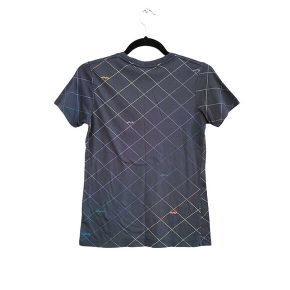Billabong Women's Gray Diamond Pattern T Shirt Size Medium Cotton Blend Crew Nec - Picture 3 of 3